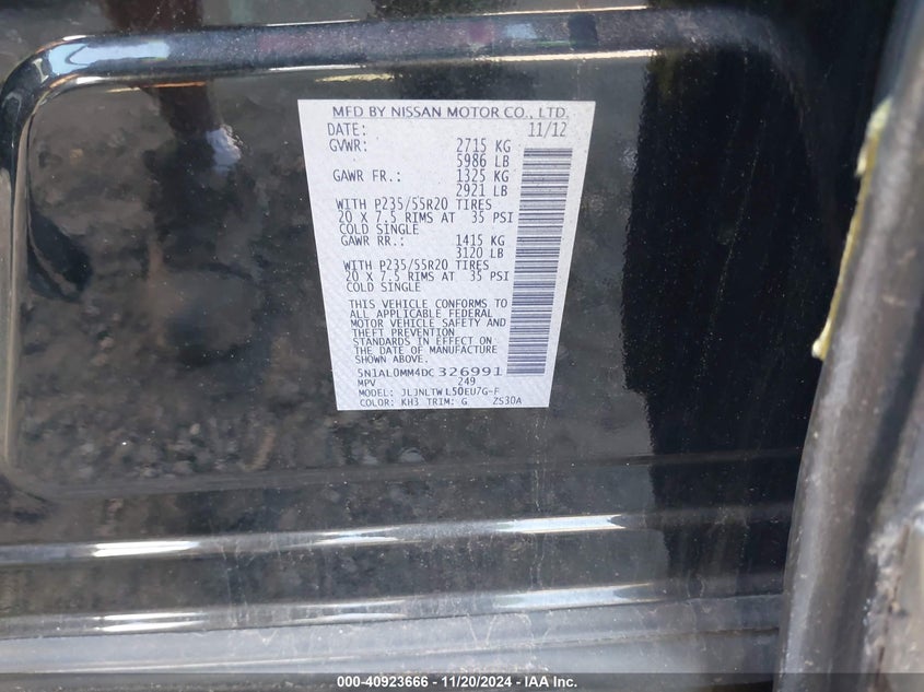 2013 INFINITI JX35 - 5N1AL0MM4DC326991