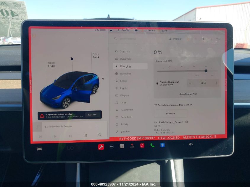 2021 TESLA MODEL Y STANDARD RANGE REAR-WHEEL DRIVE - 5YJYGDED3MF106337