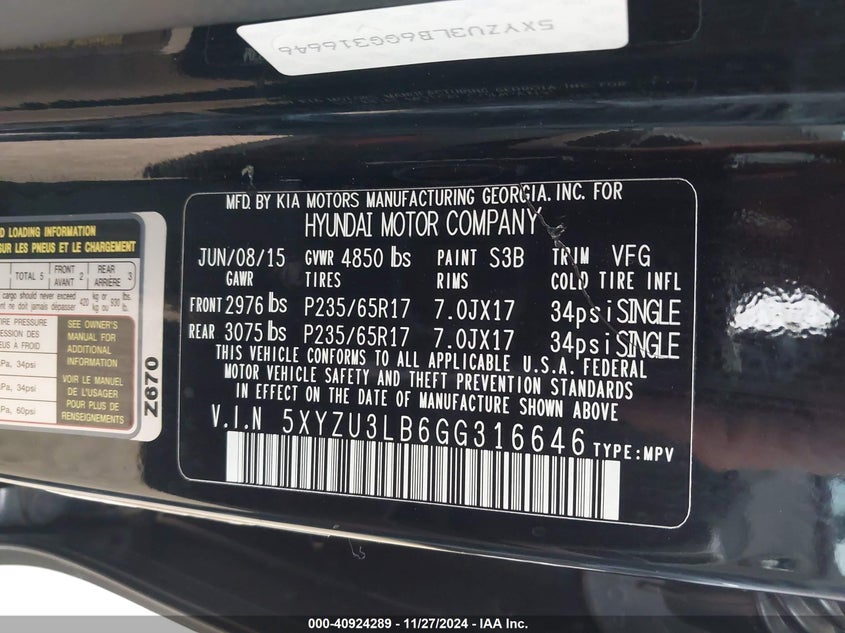 2016 HYUNDAI SANTA FE SPORT 2.4L - 5XYZU3LB6GG316646