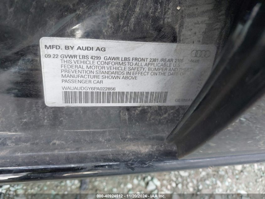 2023 Audi A3 Premium 40 Tfsi Front-Wheel Drive S Tronic VIN: WAUAUDGY6PA022856 Lot: 40924512