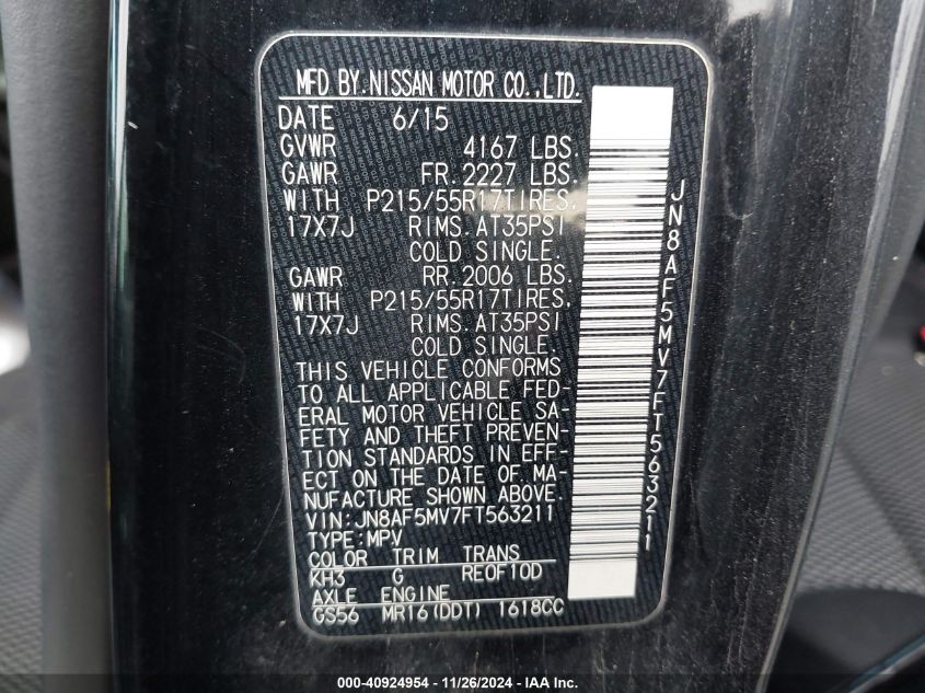2015 NISSAN JUKE S - JN8AF5MV7FT563211