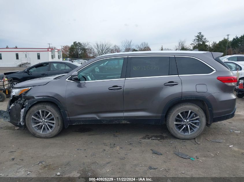 2019 Toyota Highlander Xle VIN: 5TDJZRFH3KS607117 Lot: 40925229