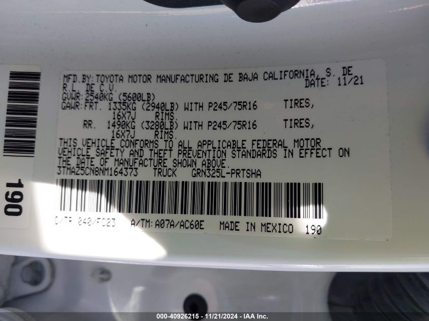 2022 TOYOTA TACOMA SR5 V6 - 3TMAZ5CN8NM164373