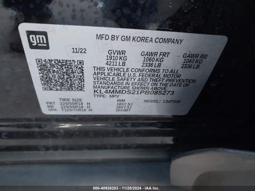 2023 Buick Encore Gx Select Fwd VIN: KL4MMDS21PB085273 Lot: 40926283