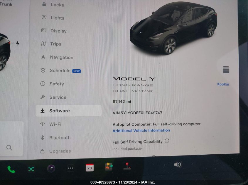 2020 Tesla Model Y Long Range Dual Motor All-Wheel Drive VIN: 5YJYGDEE0LF049747 Lot: 40926973