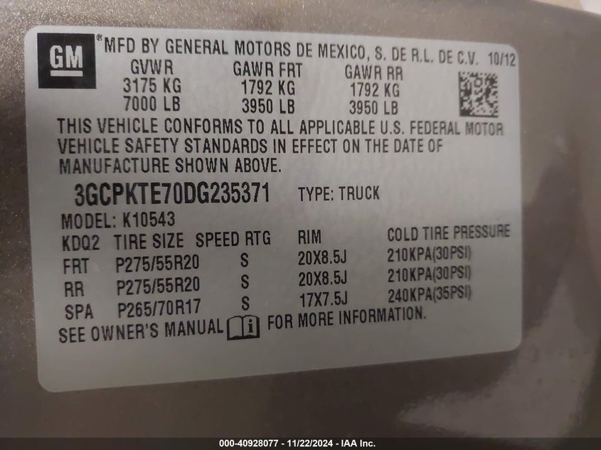 2013 CHEVROLET SILVERADO 1500 LTZ - 3GCPKTE70DG235371