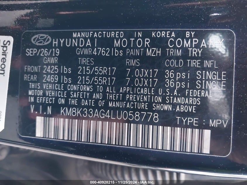 2020 HYUNDAI KONA ELECTRIC LIMITED KM8K33AG4LU058778