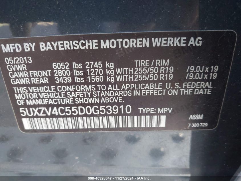 VIN 5UXZV4C55D0G53910 2013 BMW X5, Xdrive35I/Xdrive... no.9