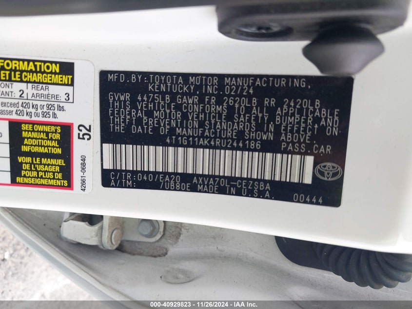 2024 TOYOTA CAMRY SE - 4T1G11AK4RU244186