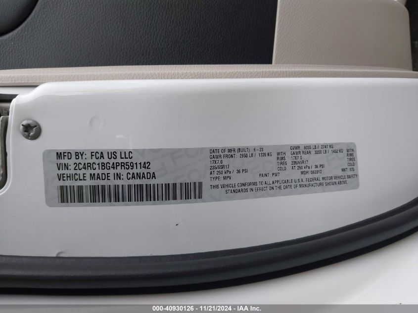2023 CHRYSLER PACIFICA TOURING L - 2C4RC1BG4PR591142