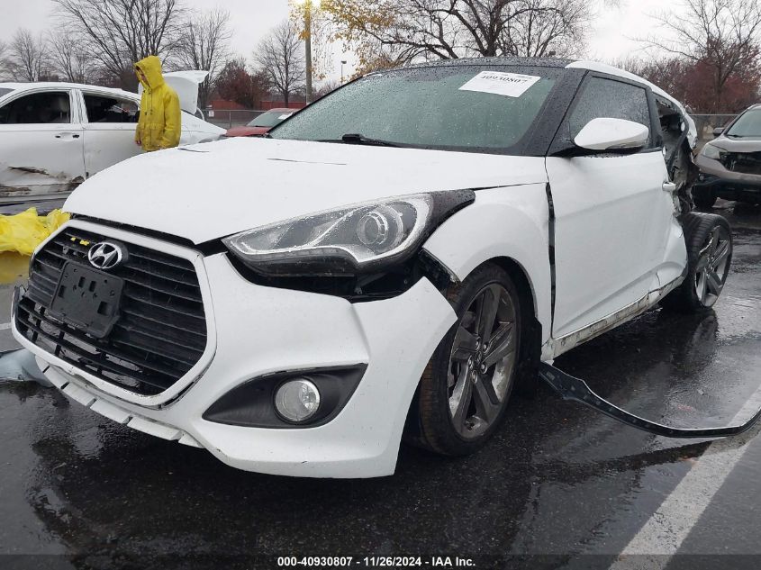 2013 HYUNDAI VELOSTER TURBO W/BLUE - KMHTC6AE7DU110202