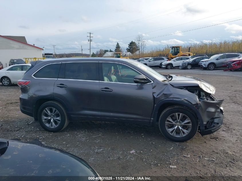 2014 Toyota Highlander Xle V6 VIN: 5TDJKRFHXES059626 Lot: 40931025