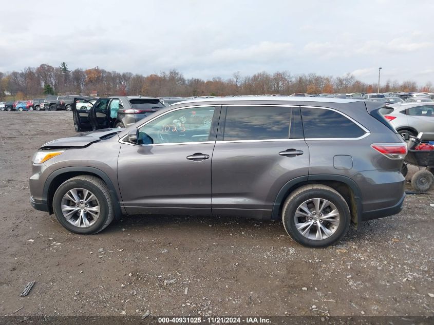 2014 Toyota Highlander Xle V6 VIN: 5TDJKRFHXES059626 Lot: 40931025