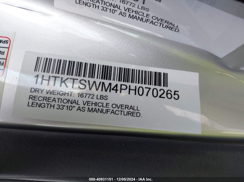 2023 International Cv515 VIN: 1HTKTSWM4PH070265 Lot: 40931151