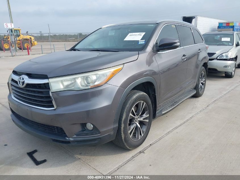 VIN 5TDKKRFH9GS125591 2016 Toyota Highlander, Xle V6 no.2