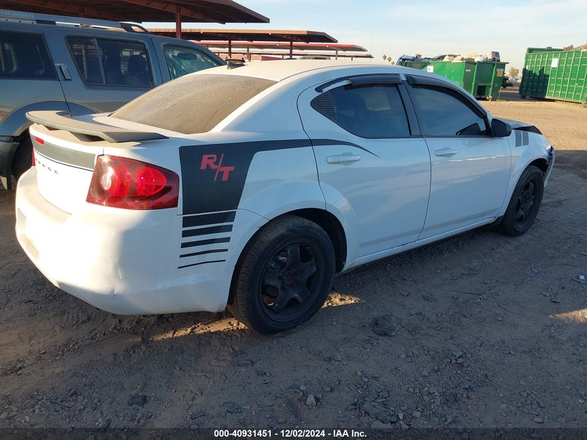 Vin: 1c3cdzab0dn541729, lot: 41421173, dodge avenger se 20134