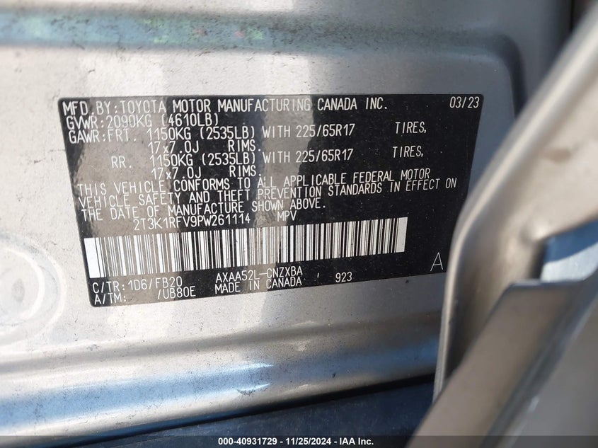 2023 TOYOTA RAV4 LE - 2T3K1RFV9PW261114