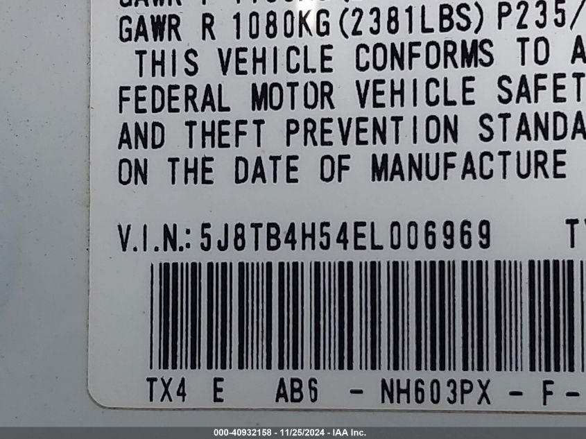 VIN 5J8TB4H54EL006969 2014 Acura RDX no.9