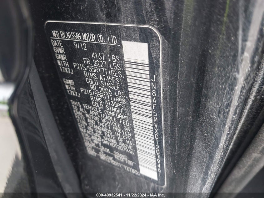 2013 NISSAN JUKE SL - JN8AF5MVXDT207946