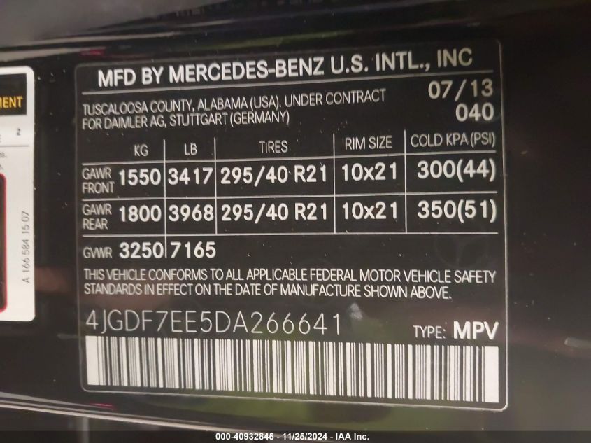 VIN 4JGDF7EE5DA266641 2013 Mercedes-Benz Gl 63 Amg,... no.9