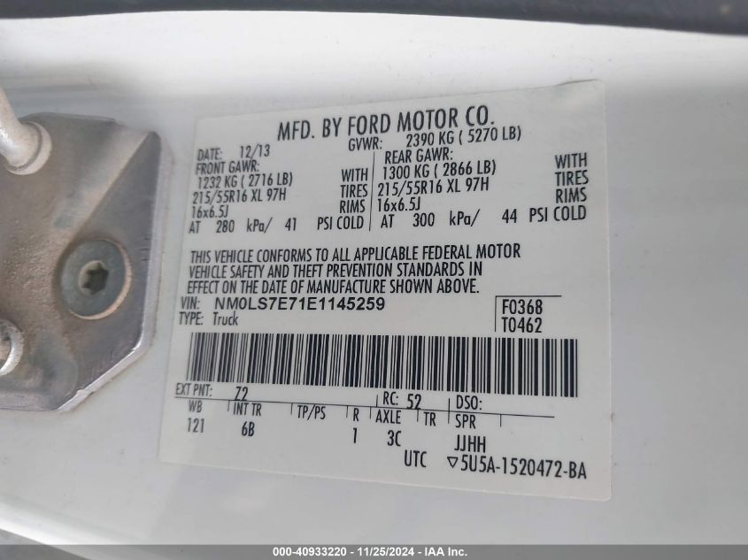 VIN NM0LS7E71E1145259 2014 Ford Transit, Connect XL no.9