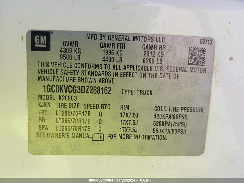 2013 CHEVROLET SILVERADO 2500HD WORK TRUCK - 1GC0KVCG3DZ288162