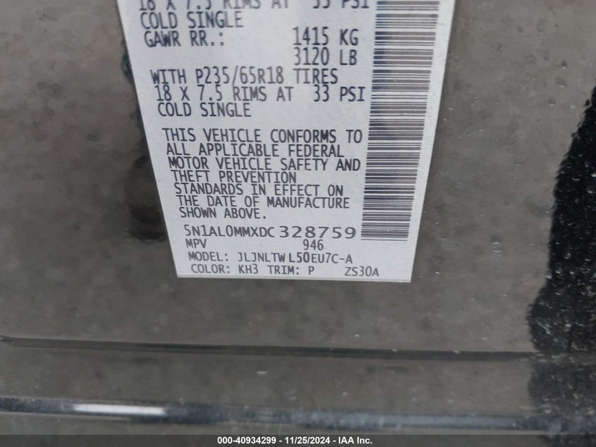 2013 INFINITI JX35 - 5N1AL0MMXDC328759