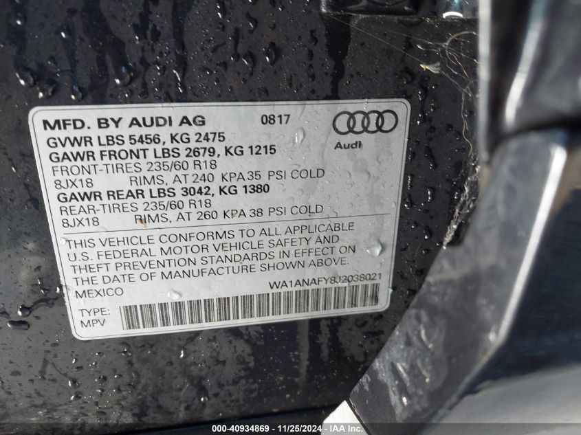 VIN WA1ANAFY8J2038021 2018 Audi Q5, 2.0T Premium/2.... no.9