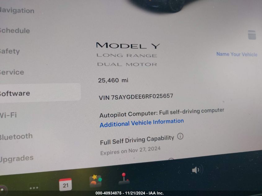 2024 Tesla Model Y Long Range Dual Motor All-Wheel Drive VIN: 7SAYGDEE6RF025657 Lot: 40934875