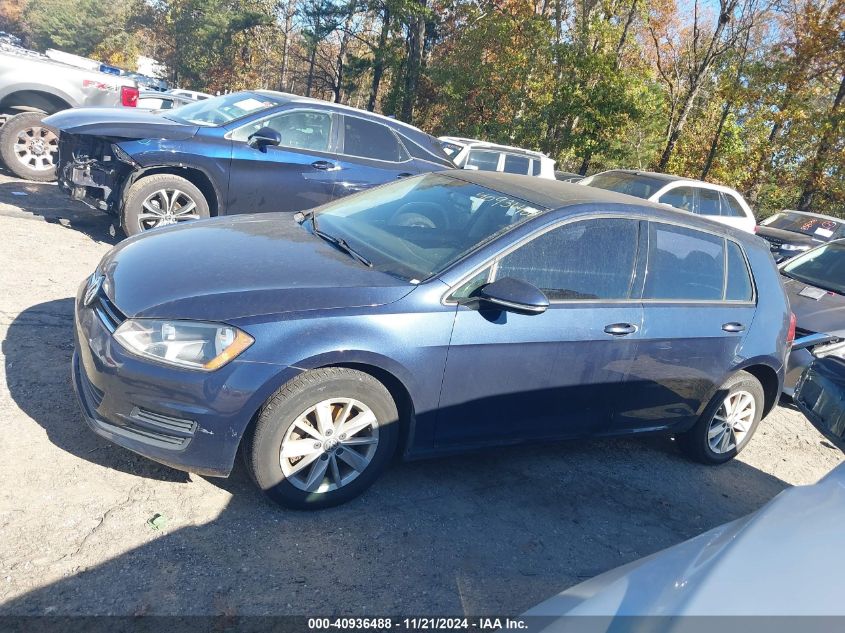 2016 Volkswagen Golf Tsi S 4-Door VIN: 3VW217AU0GM019409 Lot: 40936488