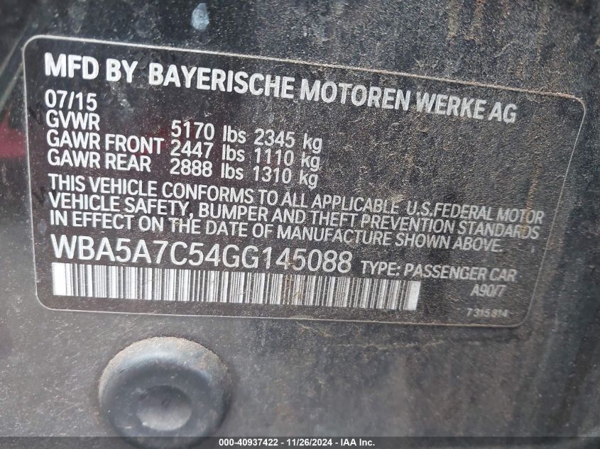 VIN WBA5A7C54GG145088 2016 BMW 528I no.9