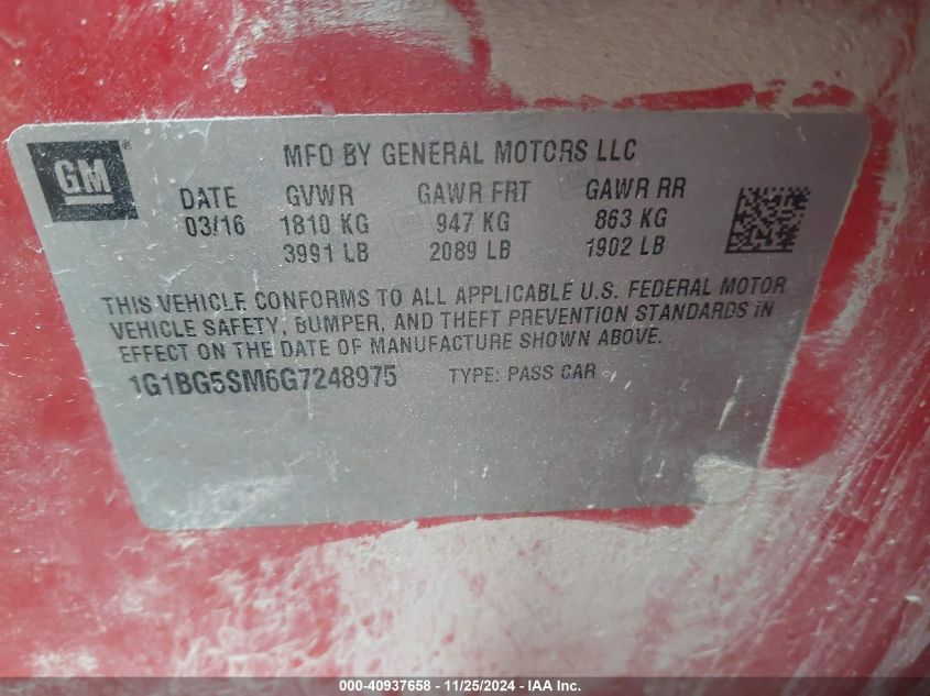 VIN 1G1BG5SM6G7248975 2016 Chevrolet Cruze, Premier... no.9