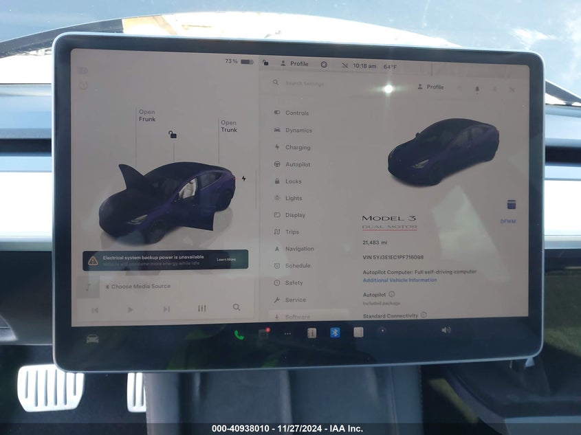 2023 TESLA MODEL 3 VIN: 5YJ3E1EC1PF716098