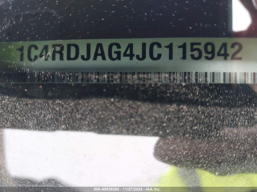 2018 Dodge Durango Sxt Awd VIN: 1C4RDJAG4JC115942 Lot: 40938260