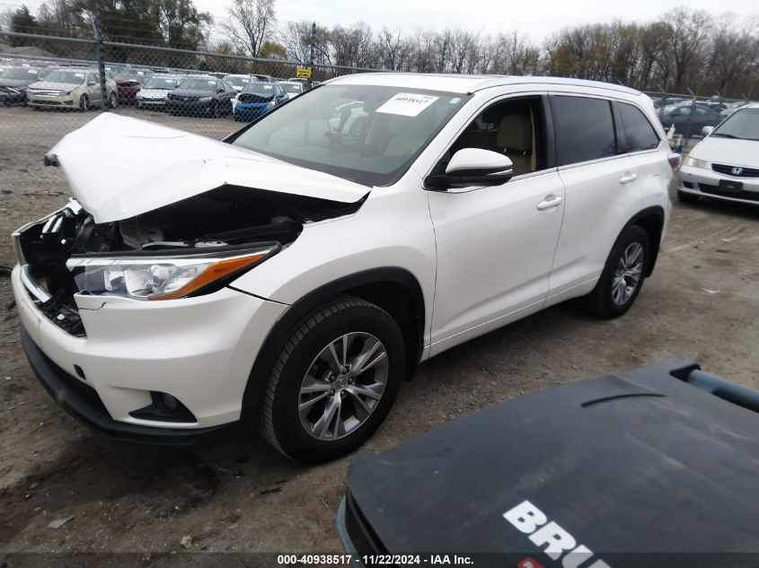 VIN 5TDJKRFH0FS084519 2015 Toyota Highlander, Xle V6 no.2