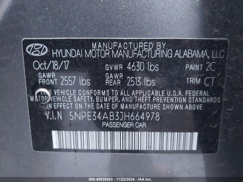 2018 HYUNDAI SONATA LIMITED 2.0T - 5NPE34AB3JH664978