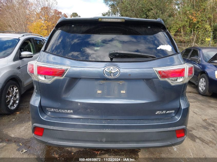 2016 Toyota Highlander Xle V6 VIN: 5TDJKRFH7GS293144 Lot: 40938672