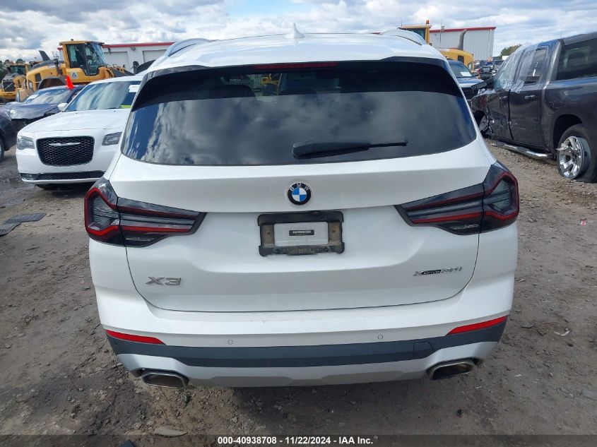 2022 BMW X3 xDrive30I VIN: 5UX53DP04N9K55617 Lot: 40938708