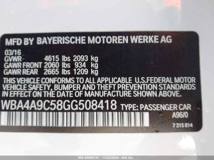 2016 BMW 428I GRAN COUPE - WBA4A9C58GG508418