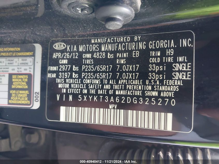 2013 KIA SORENTO LX - 5XYKT3A62DG325270