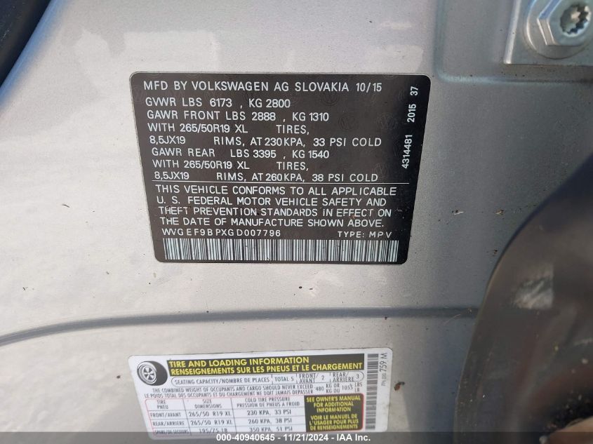 2016 VOLKSWAGEN TOUAREG VR6 LUX - WVGEF9BPXGD007796