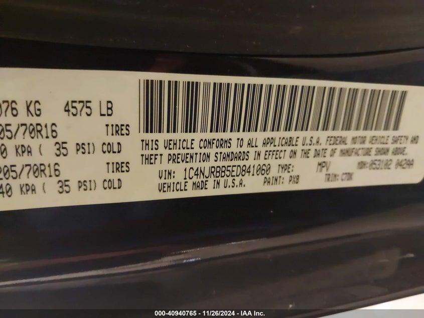 2014 JEEP PATRIOT SPORT - 1C4NJRBB5ED841060