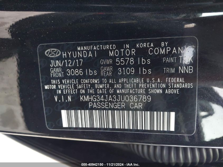 VIN KMHG34JA3JU036789 2018 GENESIS G90 no.9