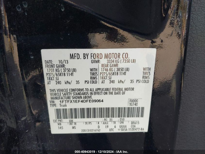 VIN 1FTFX1EF4DFE09064 2013 FORD F-150 no.9