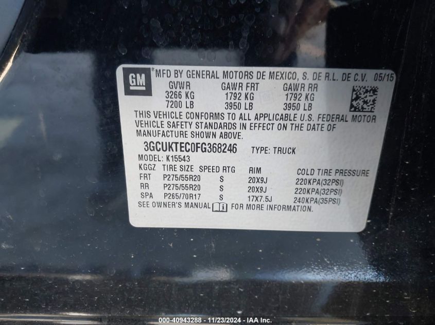 VIN 3GCUKTEC0FG368246 2015 CHEVROLET SILVERADO 1500 no.9