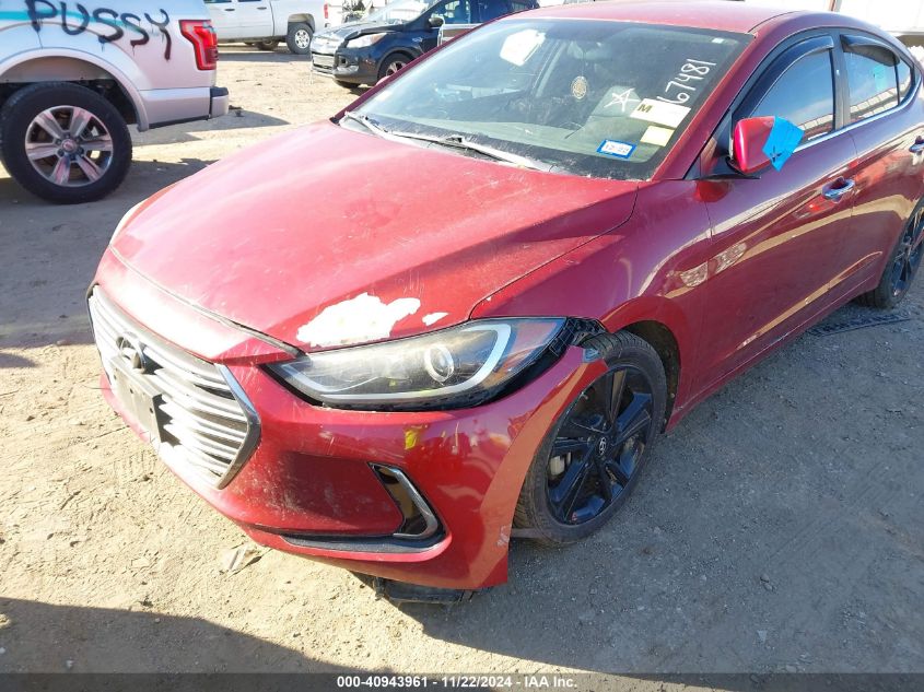 2017 Hyundai Elantra Limited VIN: KMHD84LF2HU267481 Lot: 40943961