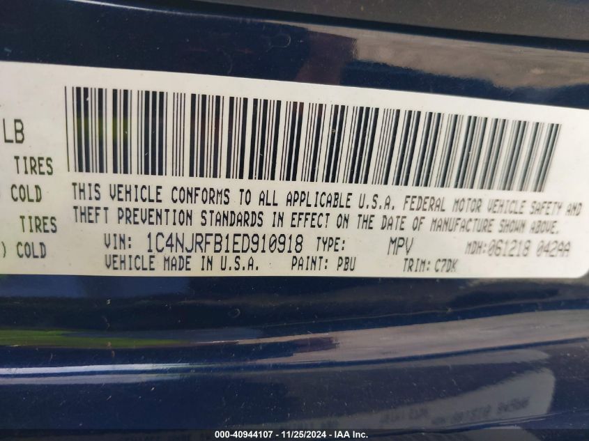 VIN 1C4NJRFB1ED910918 2014 Jeep Patriot, Latitude no.9