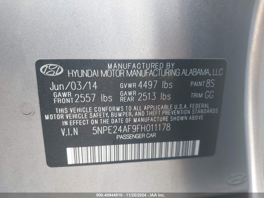 2015 HYUNDAI SONATA SE - 5NPE24AF9FH011178
