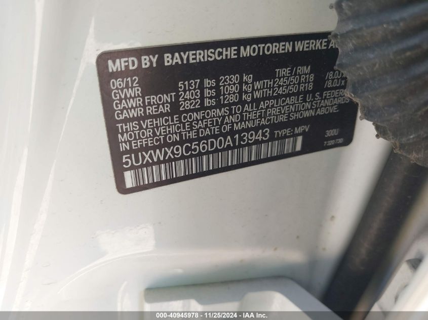 VIN 5UXWX9C56D0A13943 2013 BMW X3, Xdrive28I no.9