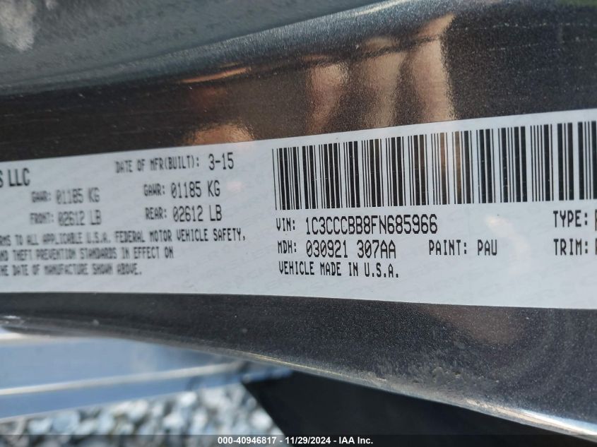 VIN 1C3CCCBB8FN685966 2015 Chrysler 200, S no.9